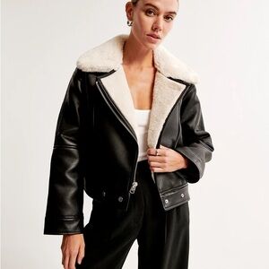 Abercrombie and Fitch vegan leather Sherpa biker jacket